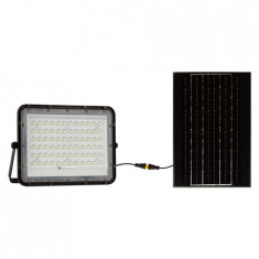 Proiector LED cu incarcare solara V-tac, 15W, 1200lm, lumina rece, 6400K, telecomanda, negru