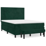 Cumpara ieftin Pat box spring cu saltea, verde inchis, 140x190 cm, catifea