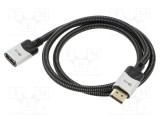 Cablu DisplayPort 1.4 VCOM 1m HDCP 2.2 PVC textil negru