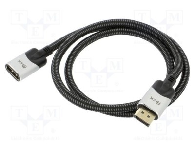 Cablu DisplayPort 1.4 VCOM 1m HDCP 2.2 PVC textil negru foto