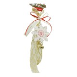 Ornament de brad fulg de nea, flippy, alb, lemn, 25 cm