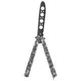 Cutit fluture Butterfly, Balisong 22 cm, cranii m2, alb, fara tais, de antrenament, model cercuri