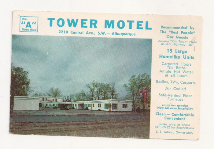 FA8 - Carte Postala - SUA - Albuquerque, Tower Motel, necirculata