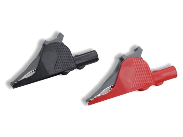 Bornă crocodil CAL TEST 36A neagră și roșie, prindere max. 32mm, set 2 bucăți