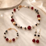 Cumpara ieftin Set Bijuterii Gioia Special Plus Agat, Cuarț Rutilat Gri, Spinel Negru, Argint 925 Placat Aur Roz Handmade