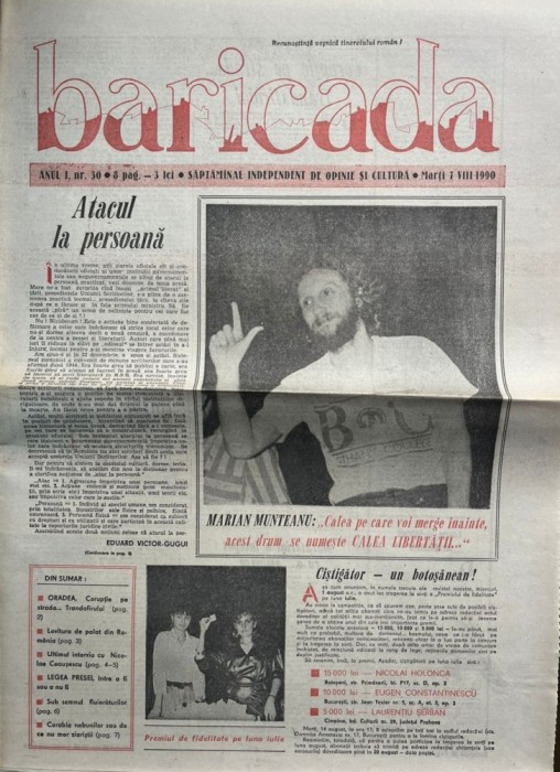 Baricada, nr. 30, 7 august 1990