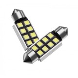 Set 2 LED-uri C5W - sofit, 6 SMD, 3030, CAN-BUS, fara polaritate, 36mm, Universal