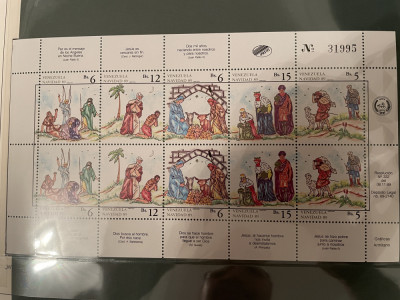 venezuela - serie timbre pictura religie craciun nestampilata MNH foto