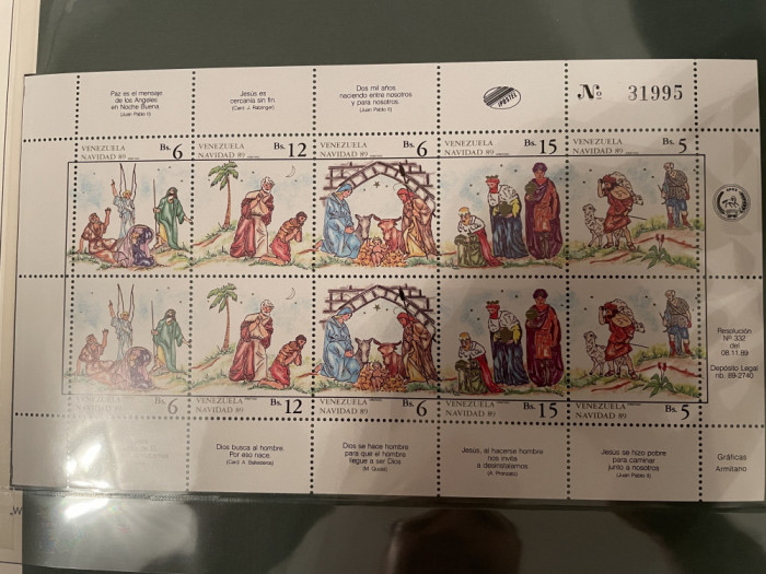 venezuela - serie timbre pictura religie craciun nestampilata MNH