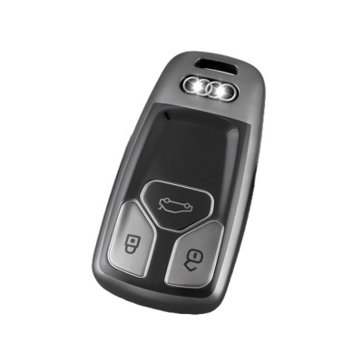 Husa Cheie Audi A4, SmartKey, 3 Butoane, Tpu, Gri Inchis AutoProtect KeyCars foto