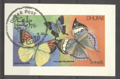 Dhufar 1976 Butterflies, mini imperf.sheet, used AI.013 foto