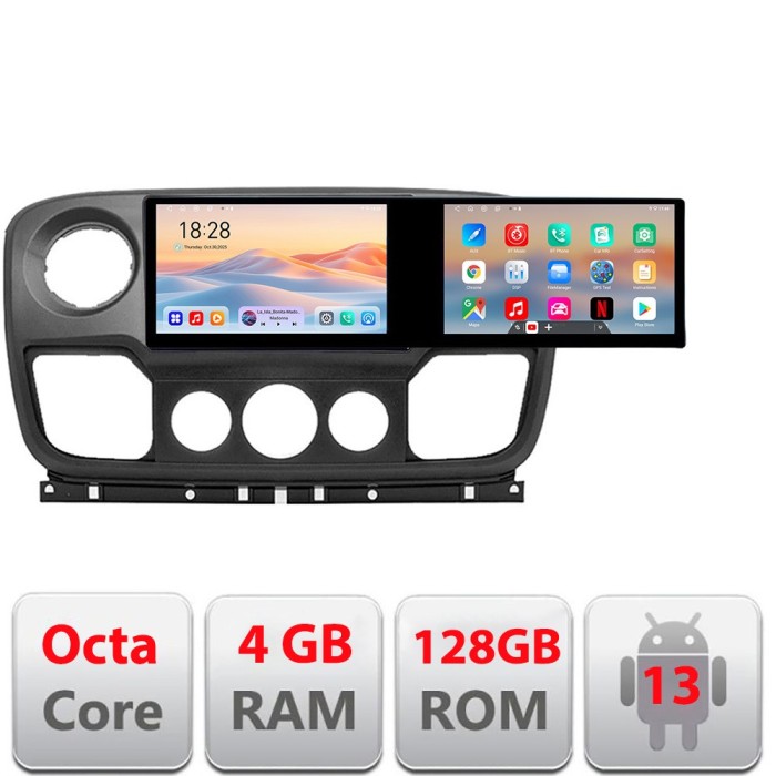 Navigatie Opel Movano, Renault Master 2010-2021 Edotec 2 ecrane 8 core 4+128 21.6 inch Incell android Wifi 5Ghz gps internet v2 CarStore Technology