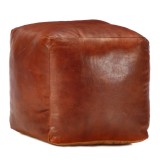 Cumpara ieftin Taburet, cafeniu, 40x40x40 cm piele naturala de capra