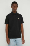 PS Paul Smith tricou polo din in culoarea negru, cu imprimeu