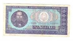 Bancnota 100 lei 1966, circulata, stare relativ buna