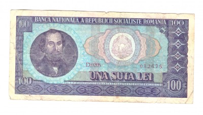 Bancnota 100 lei 1966, circulata, stare relativ buna foto