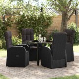 VidaXL Scaune reclinabile de grădină 5 pcs Negru 80 x 80 x 73 cm