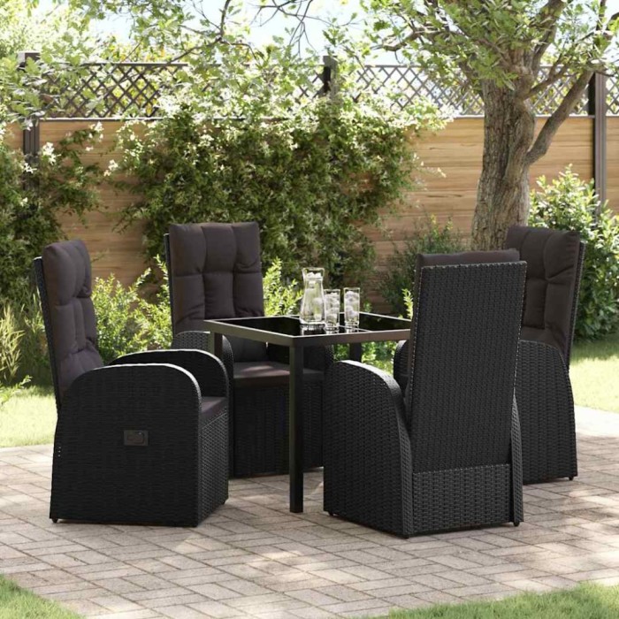 vidaXL Scaune reclinabile de grădină 5 pcs Negru 80 x 80 x 73 cm