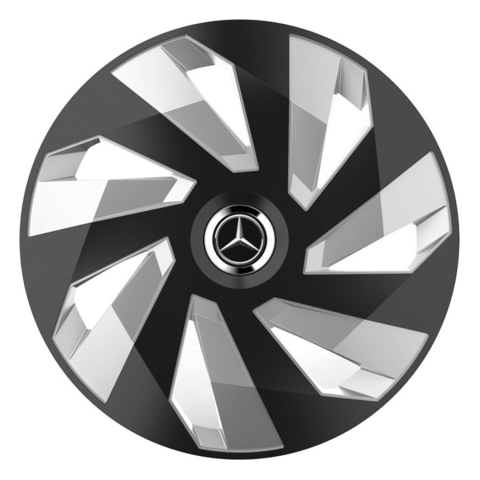Set 4 Capace Roti, potrivite jantelor de R15, pentru Mercedes-Benz, model vector black and silver