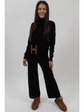 Cumpara ieftin COMPLEU DIN TRICOT 3 PIESE PANTALONI CARDIGAN SCURT TRICOU FARA MANECA ANNE TALIE UNICA Negru
