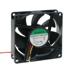 VENTILATOR DC 80X80X25MM LAGAR CU GLIZARE 12V cu 3 fire