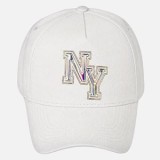 Șapcă de bumbac albă cu model holografic NY pentru femei, CMCLASS