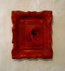 Vand pictura ,Rosu , ulei carton, Flori, Suprarealism