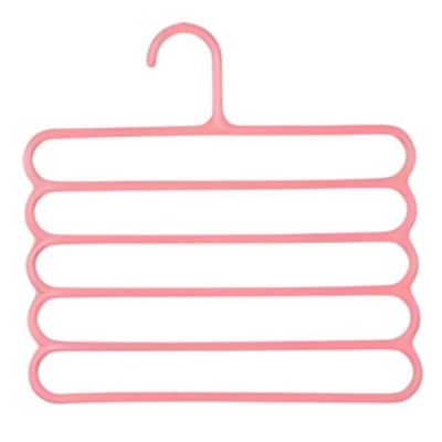 Umeras din Plastic, Antiderapant si Multifunctional pentru Organizarea Hainelor, cu 5 Pozitii, 31x31 cm, Roz foto