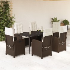 vidaXL Set mobilier de grădină cu perne, 7 piese, maro, poliratan 3212336