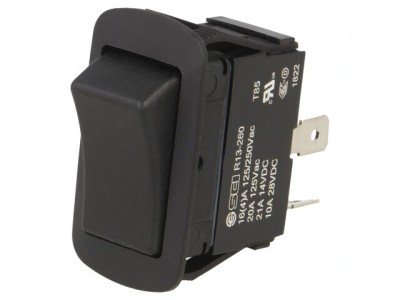 Comutator Basculant SPST 10A/28VDC Negru IP56 foto