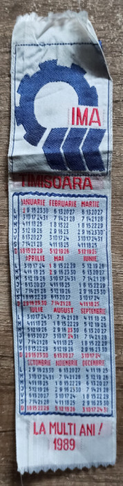 Semn de carte textil IMA Timisoara 1989