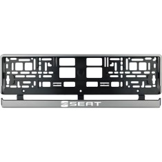 Set 2 bucati, suport numar inmatriculare argintiu Seat