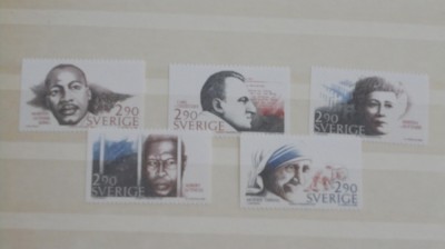SUEDIA - PERSONALITATI INTERNATIONALE - 1986 - 1413/1417, MICHEL - NESTAMPILATE. foto