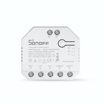Releu Sonoff Dual R3 cu 2 canale, Programari, Wi-Fi 2.4 GHz, Contor energie SmartElectro IntelligentHouse foto