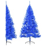 VidaXL Jumătate brad de Crăciun artificial suport, albastru 240 cm PVC