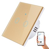 Cumpara ieftin Intrerupator inteligent cu touch, Wireless, VisionHub&reg;, Wi-fi, 2 Canale, Sticla Securizata, Compatibil iOS/Android, Tuya, Amazon Alexa/Google Assistan