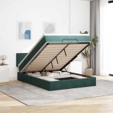 Cumpara ieftin Cadru de pat otoman cu saltea verde &icirc;nchis 140x200cm catifea