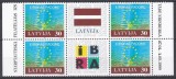 Letonia 1999 - A 50-a aniversare a Consiliului Europei, Bloc de 4 cu 2 Viniete, MNH