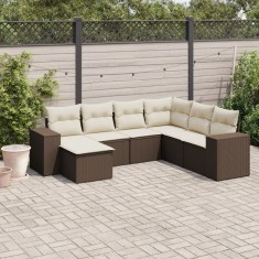 Gossi set canapele de gradina cu perne, 7 piese, maro, poliratan