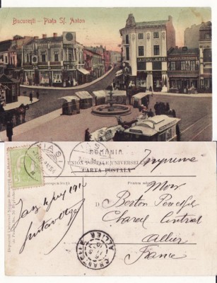 Bucuresti - Piata Sfantul Anton- animata, tramvai foto