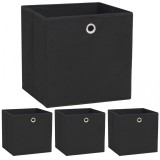 Cutii depozitare, 4 buc, material nețesut, 32x32x32 cm, Negru, vidaXL