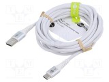 Cablu USB 2.0 Goobay USB A la USB C 3m alb 0,48Gbps silikon