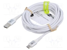 Cablu USB 2.0 Goobay USB A la USB C 3m alb 0,48Gbps silikon
