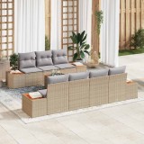 Set Canapea Gradina vidaXL 8 Piese Poliratan Bej 4 Locuri, Perne Incluse, Exterior, Ratan Sintetic, Rezistent UV