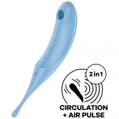 SATISFACYER - TWIRLING PRO STIMULATOR DE PULS CU AER &amp;amp; VIBRATOR ALBASTRU foto