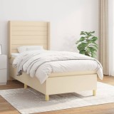 VidaXL Pat box spring cu saltea, crem, 90x190 cm, textil