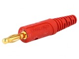 Mufă banană 4mm 10A roșie pentru cablu de 2mm