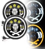 2 x LED Far Lumina Lampa 178mm/7inch 50W Hi/Low/DRL/Indicator Halo Intermitente Craniu 12V 24V