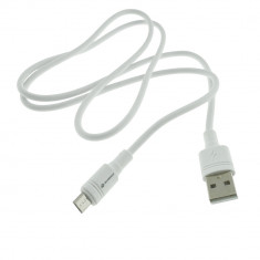 Cablu de incarcare si transfer date, USB-A tata la micro-USB tata, RoMan RX10V 58042, 1m, 2.4A, alb
