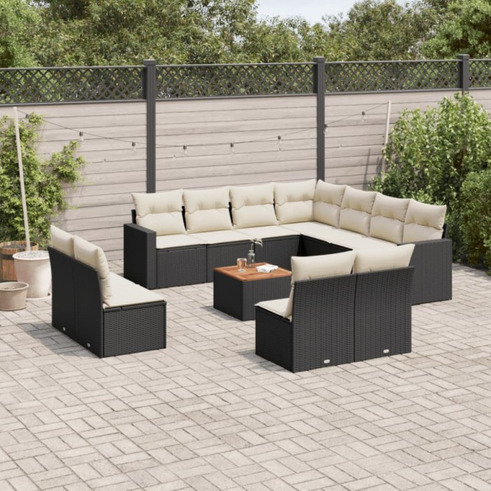 Gossi set canapele de gradina, 12 piese, cu perne, negru, poliratan